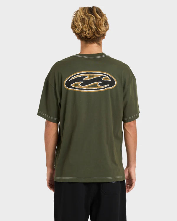 Billabong Bad Dog Pill Wave SS Tee - Rifle Green