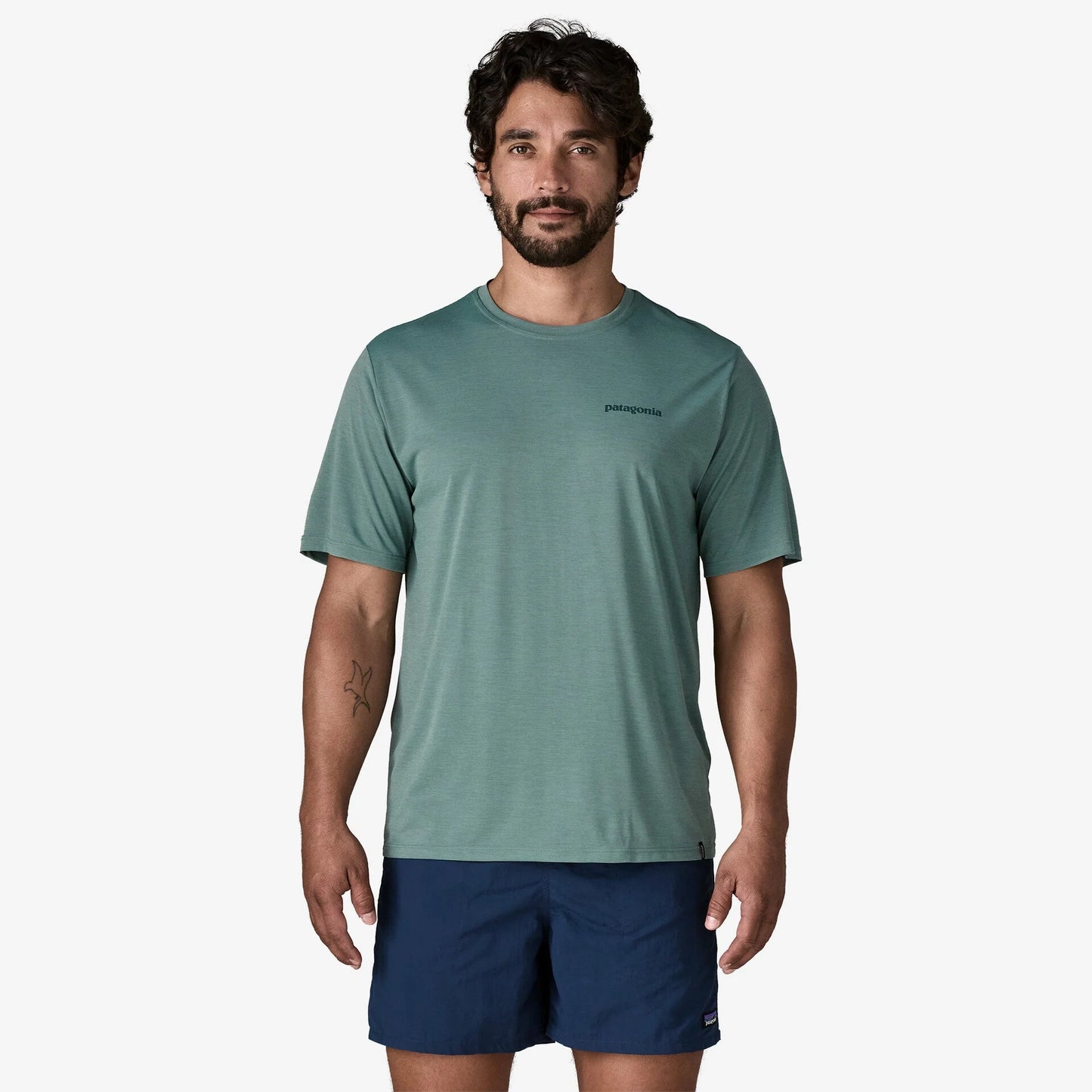 Patagonia Mens Capilene Cool Daily Shirt - Boardshort Logo - Blue Sage - Light Blue Sage X-Dye