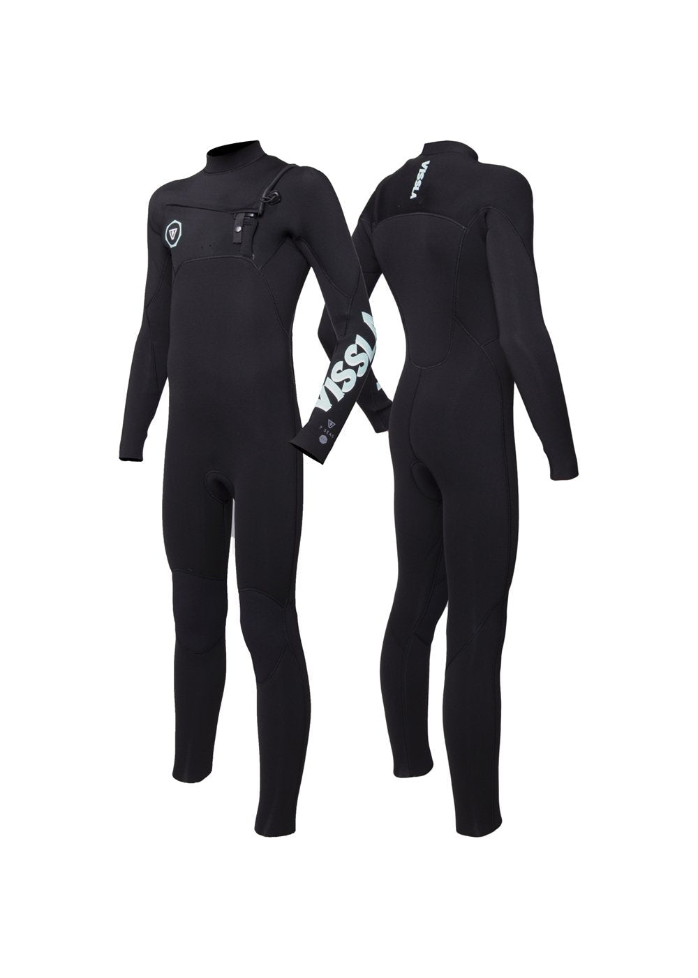 Vissla 7 Seas Boys 4/3mm Full Chest Zip - Black - Star Surf + Skate