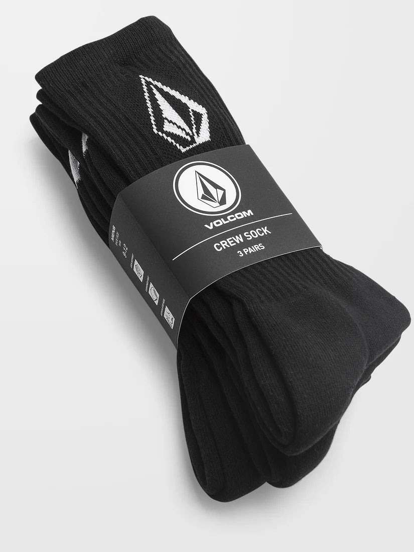 Volcom Full Stone Sock 3 Pack - Black - Star Surf + Skate