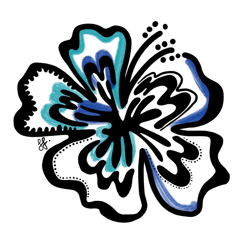 Sophie Fletcher Design Hibiscus Stickers - Blue - Star Surf + Skate