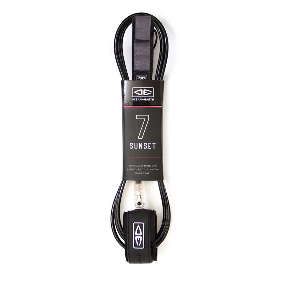 Ocean & Earth Sunset 7'0" Leash - Black - Star Surf + Skate