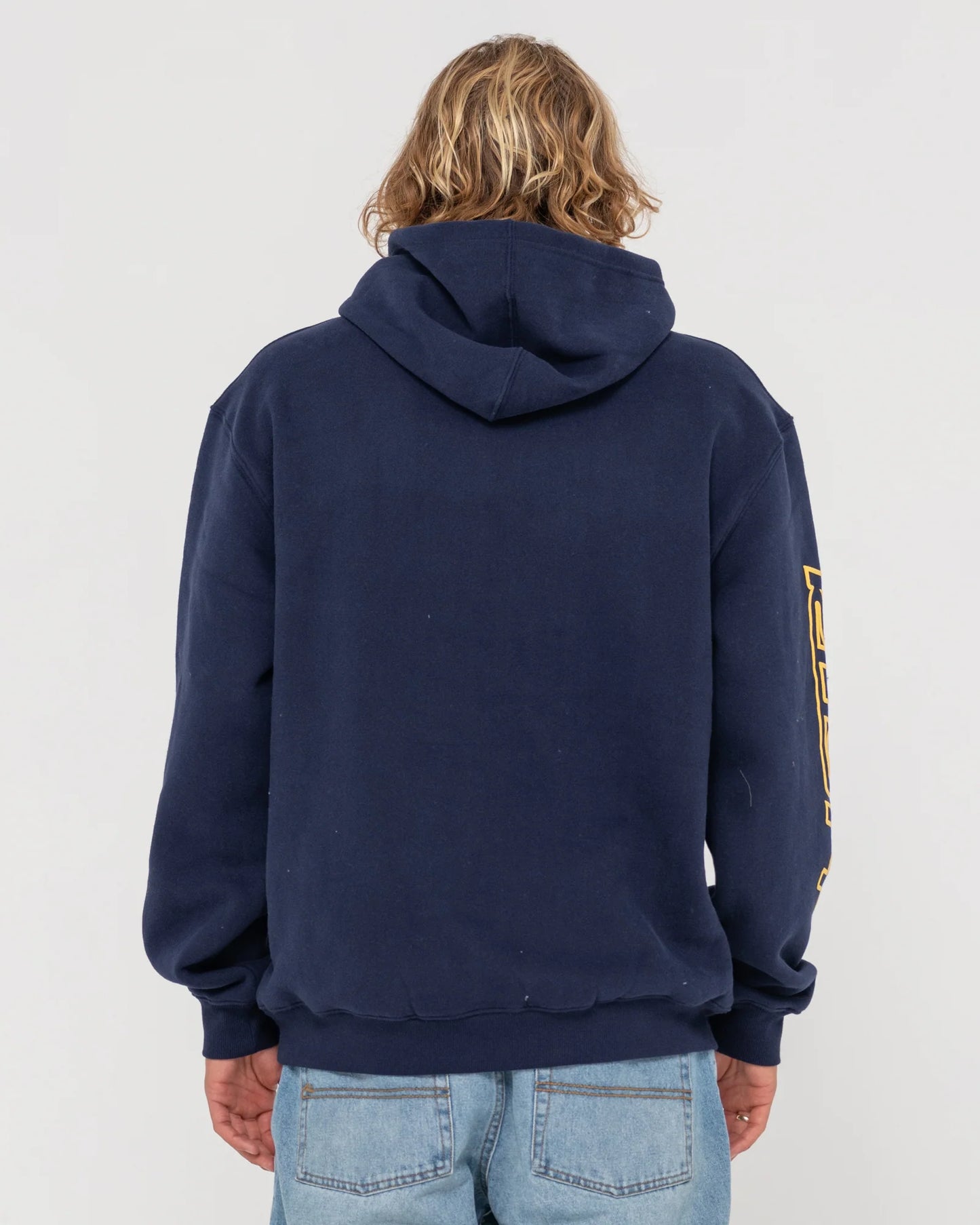 Rusty Shoulda Shrug Relaxed Super Fleece Hood - Navy/Mimosa Yellow - Star Surf + Skate
