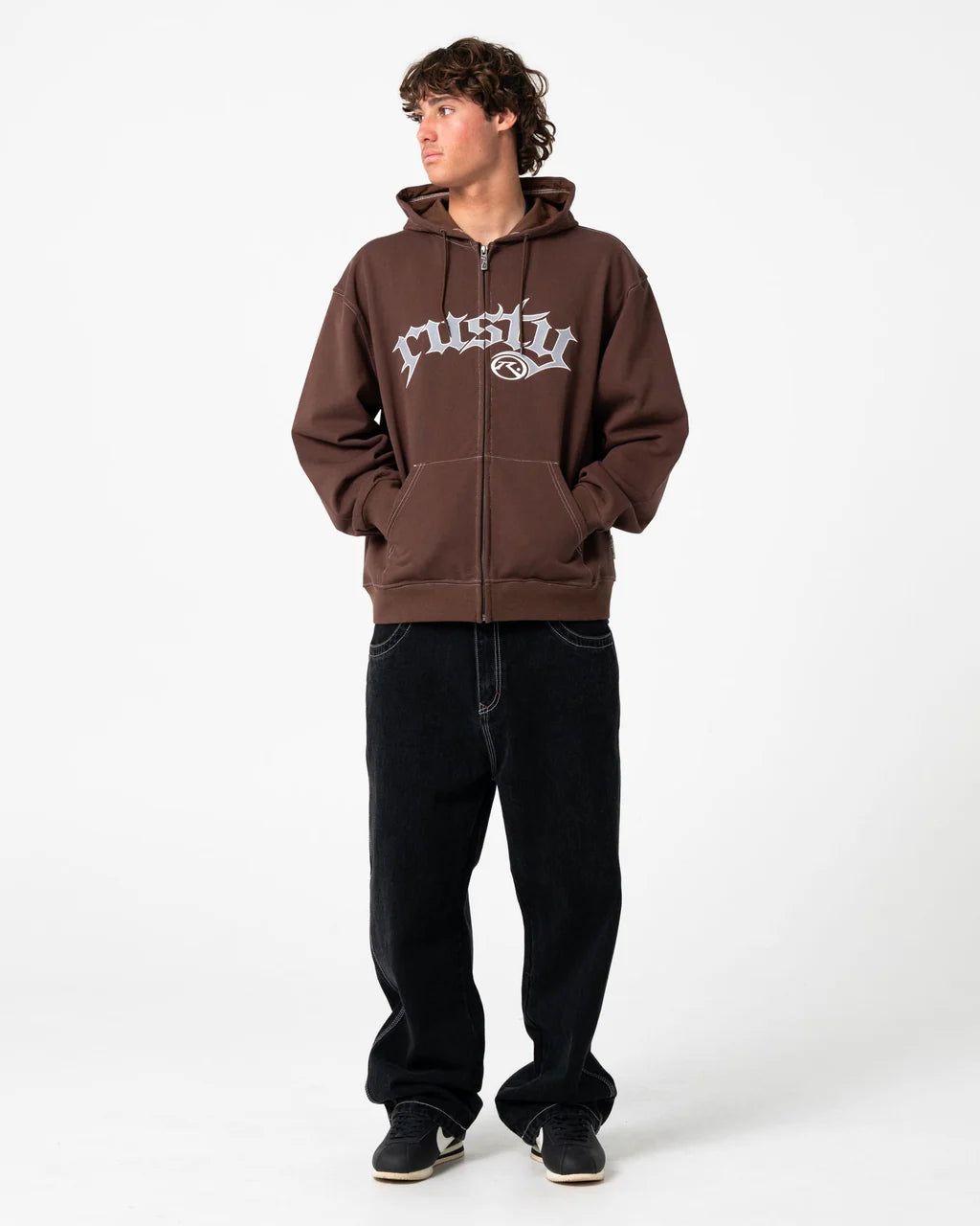 Rusty Freaker Zip Thru Hooded Fleece - Pinecone