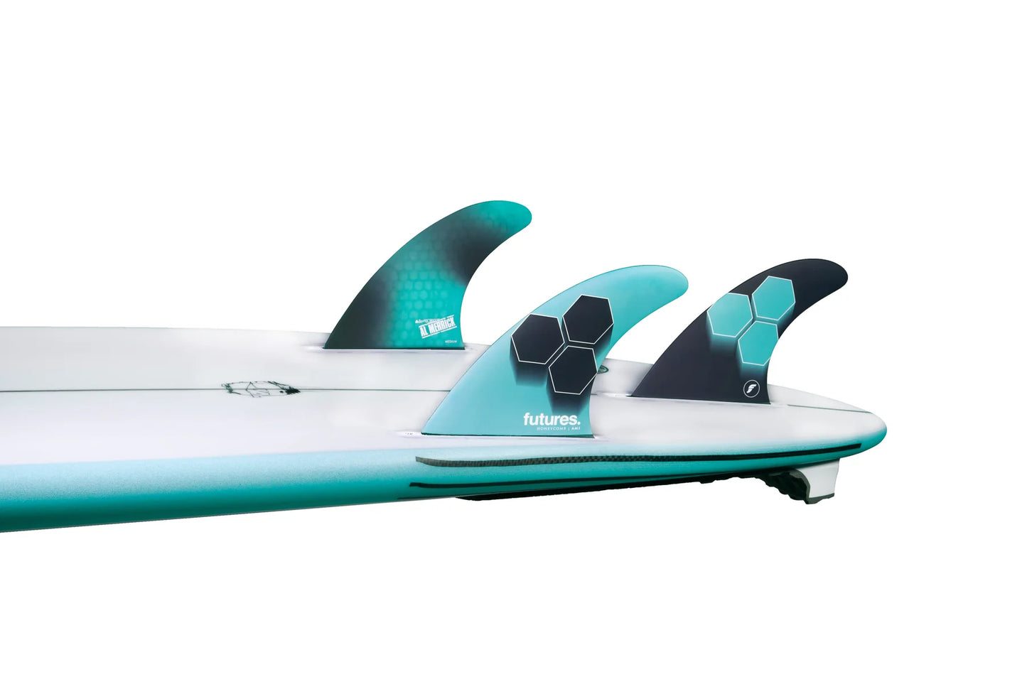Futures AM1 Honeycomb Tri Set Thruster - Medium/Rake Template - Teal/Navy - Star Surf + Skate