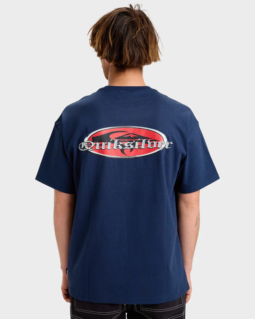 Quiksilver Mercury Chrome Old English SS Tee - Black Iris - Star Surf + Skate
