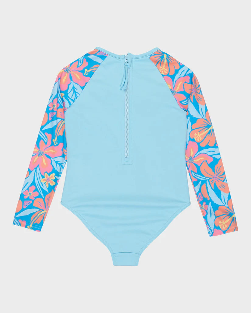 Roxy Toddler Hibiscus Hugs Onesie - Malibu Blue Hibiscus Hugs - Star Surf + Skate