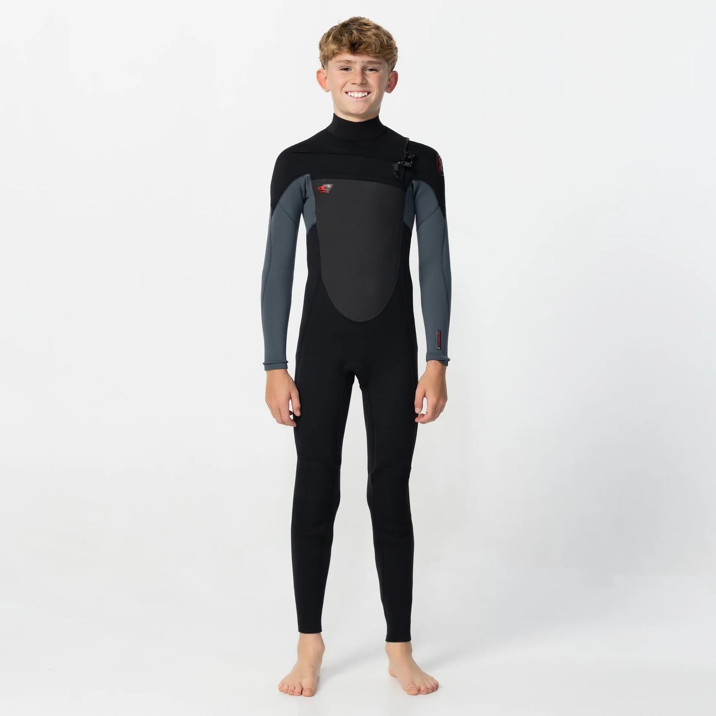 O'Neill Youth Defender Chest Zip Steamer 4/3mm - Black/Graphite