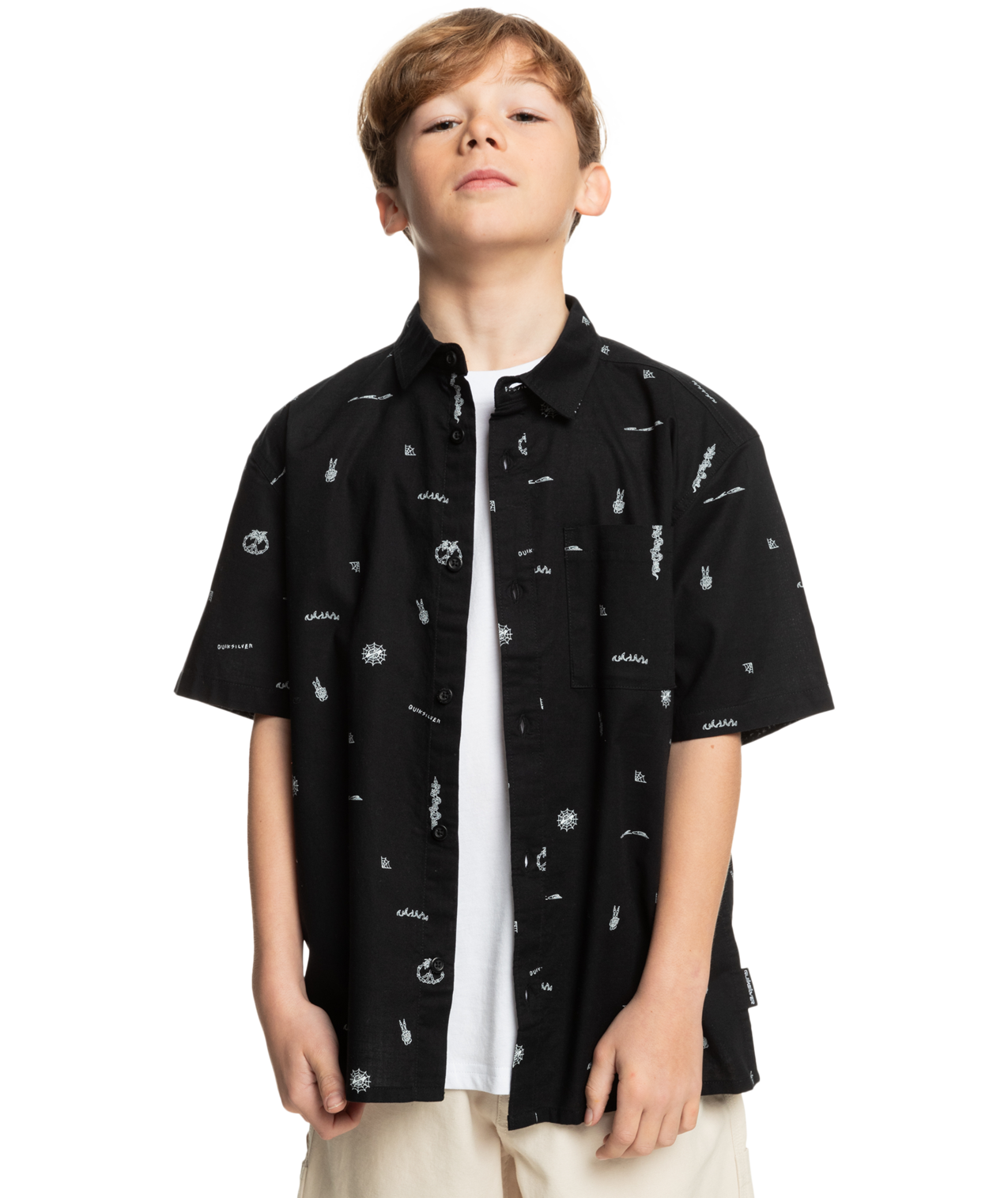 Quiksilver Peaceful Chaos Yth SS Shirt - Black/White - Star Surf + Skate