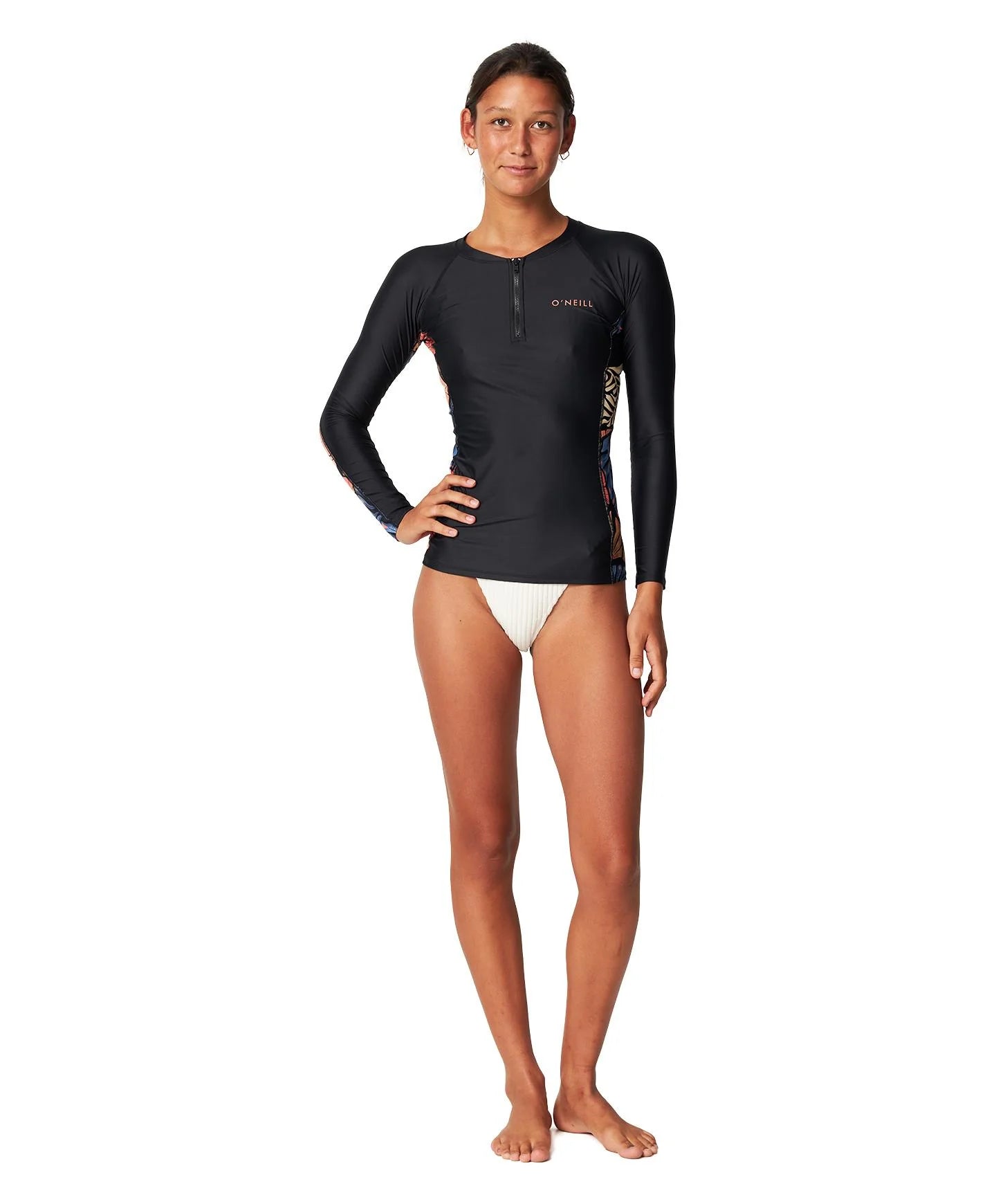 O'Neill Bahia 1/4 Zip LS Rash Vest - Vintage Aloha - Star Surf + Skate