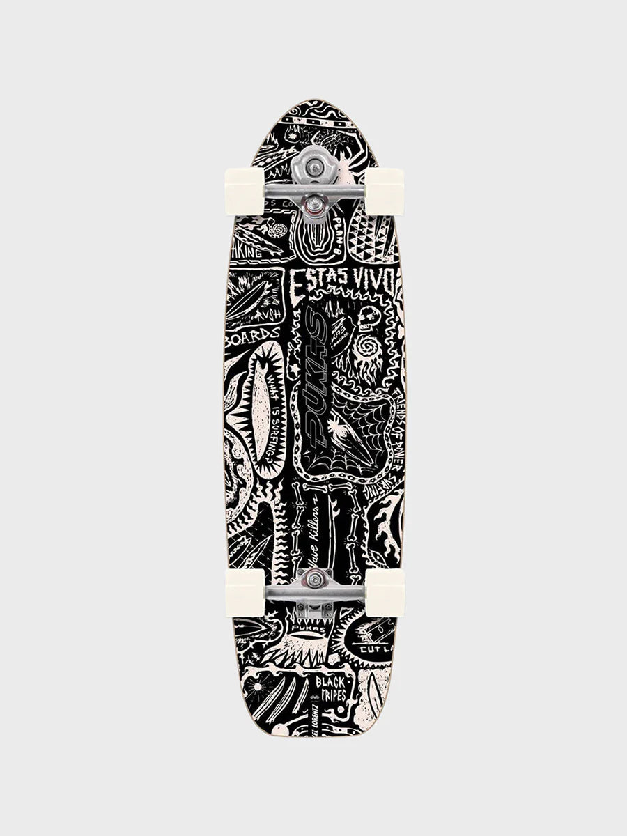 Yow Dark 34.5" Pukas x Yow Surf Skate Surf Trainer - Black - Star Surf + Skate