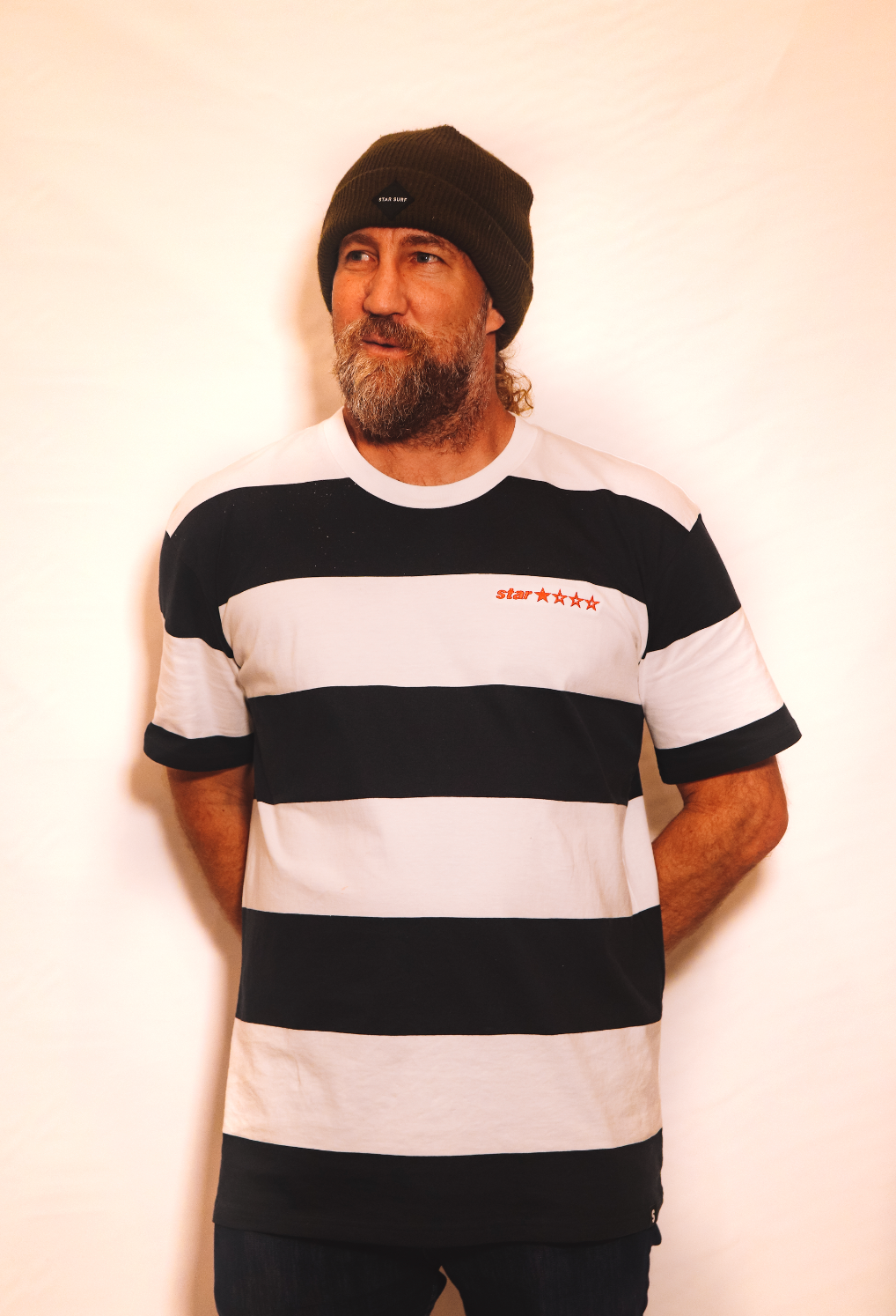 STAR KICKFLIP SS WIDE STRIPE TEE - Star Surf + Skate