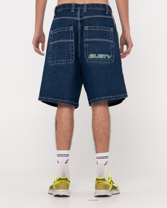 Rusty Flip Daddy 2.0 Jean Short - Deep Sea Blue/Lime - Star Surf + Skate