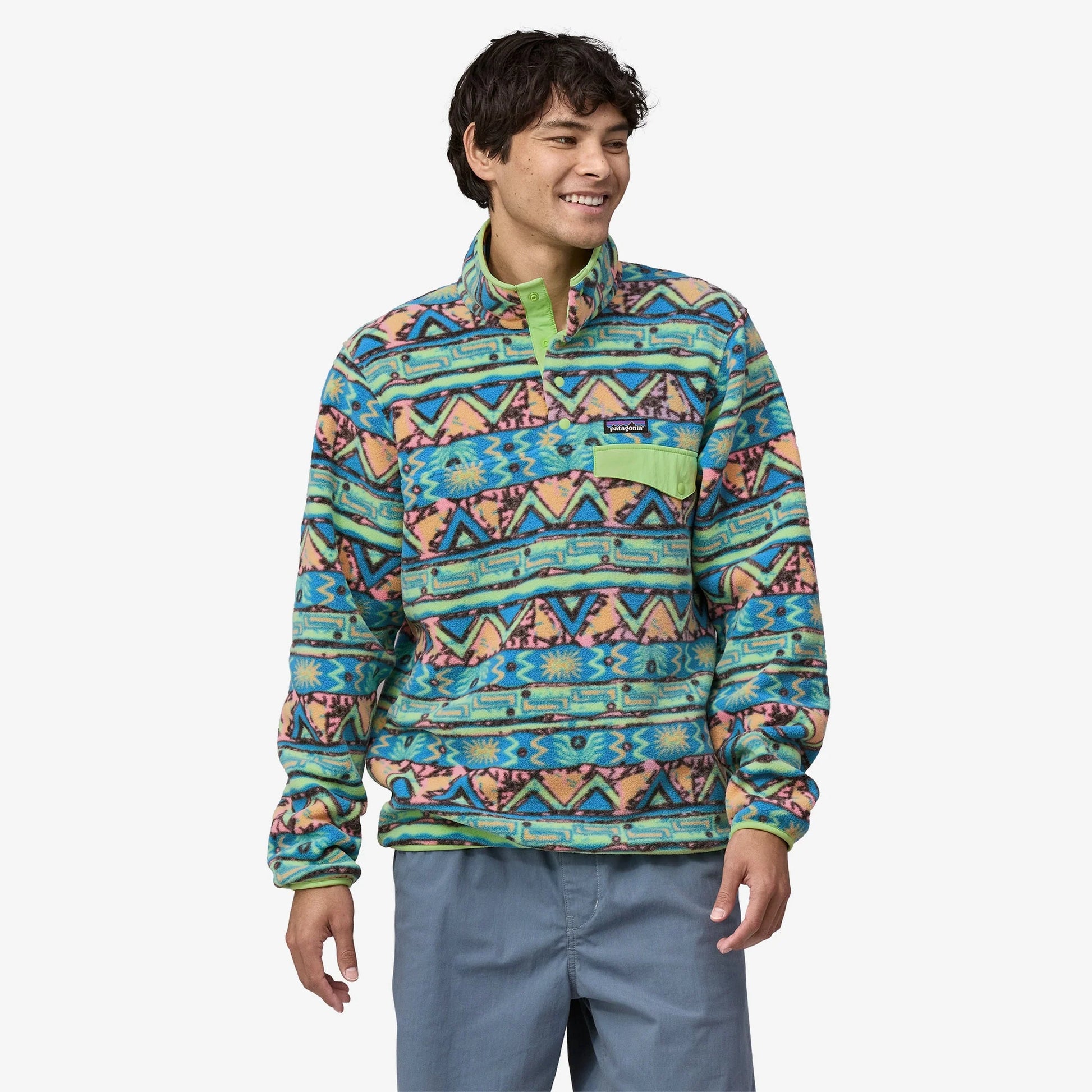 Patagonia Mens LW Synch Snap-T P/O - High Hopes Geo:Salamander Green - Star Surf + Skate