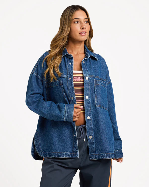 Roxy Backslider Denim Jacket - Blue - Star Surf + Skate