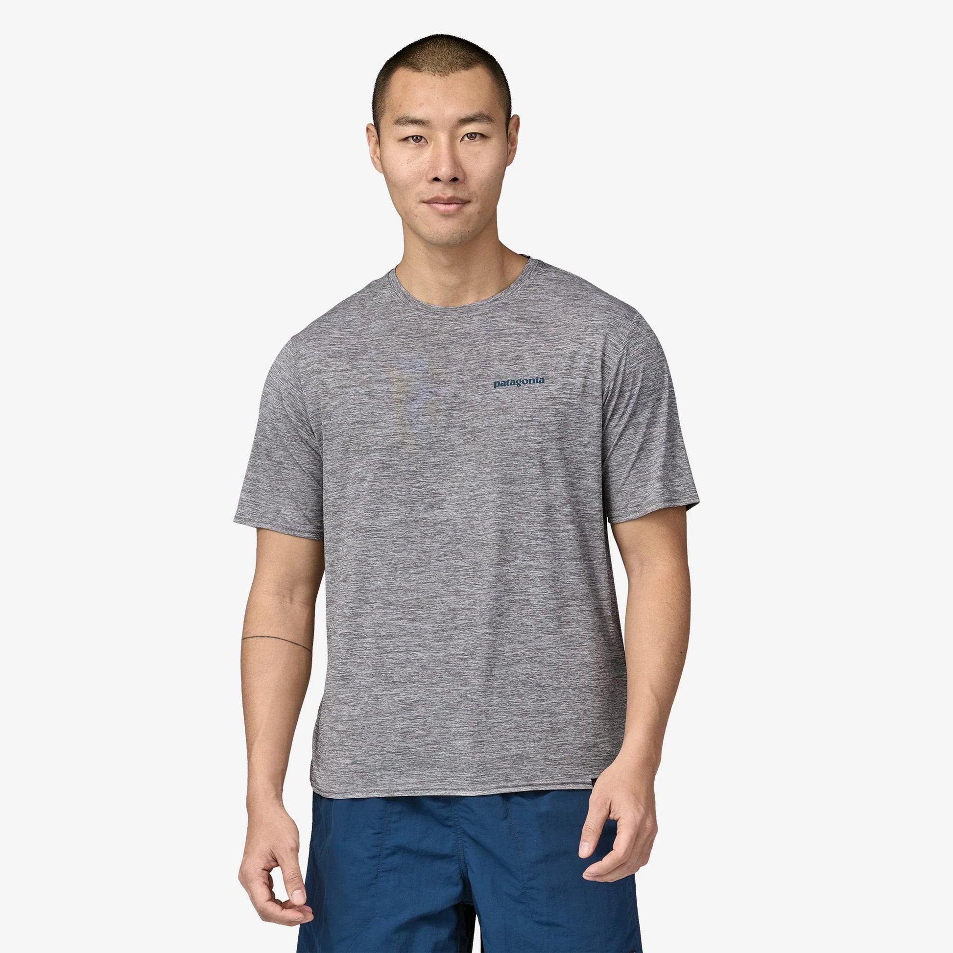 Patagonia Mens Capilene Cool Daily Graphic SS Tee - Waters - Boardshort Logo Abalone Blue:Feather Grey - Star Surf + Skate