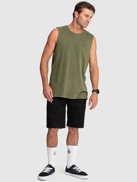 Volcom Wash Muscle Tank Tee - Army Combo - Star Surf + Skate