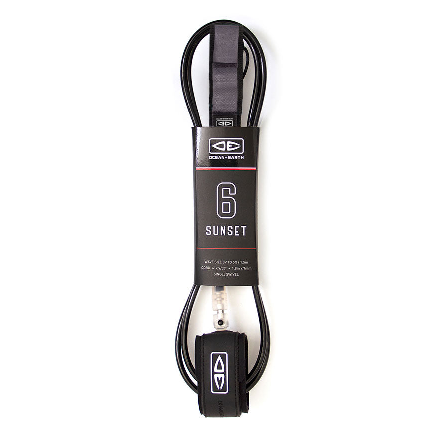 Ocean & Earth Sunset 6'0" Leash - Black - Star Surf + Skate