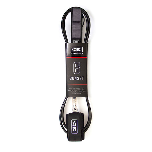 Ocean & Earth Sunset 6'0" Leash - Black - Star Surf + Skate