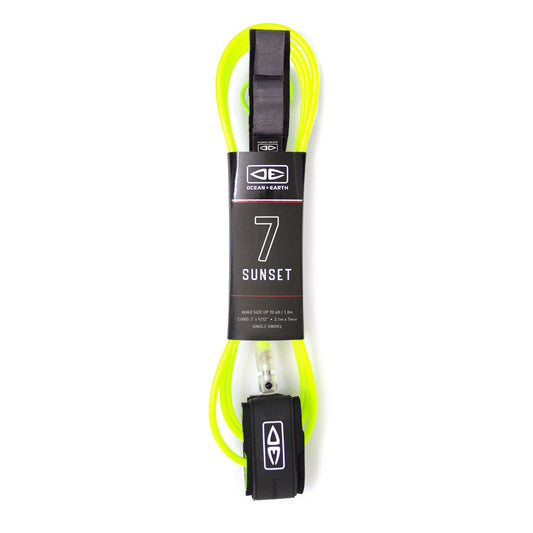 Ocean & Earth Sunset 7'0" Leash - Lime - Star Surf + Skate