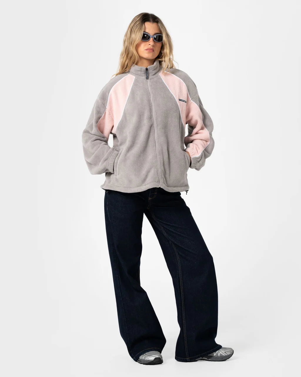 Rusty Two Tides Zip Through Sherpa Fleece - Pink a Boo/Grey