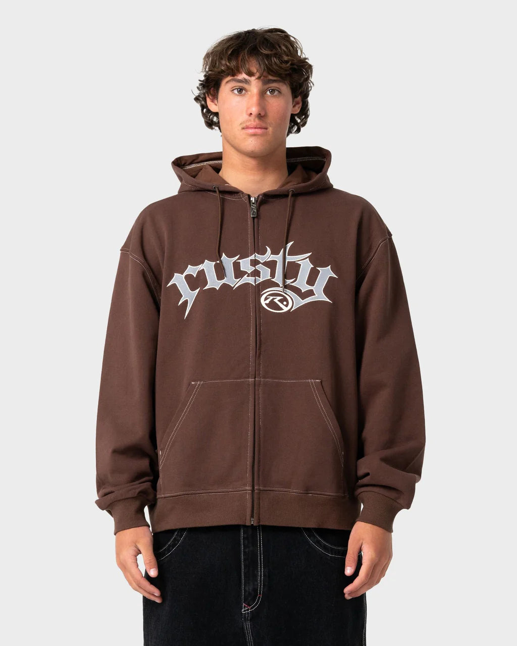 Rusty Freaker Zip Thru Hooded Fleece - Pinecone