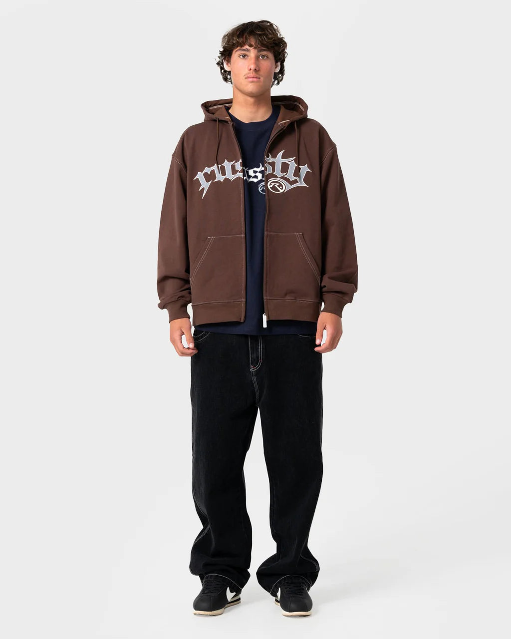 Rusty Freaker Zip Thru Hooded Fleece - Pinecone