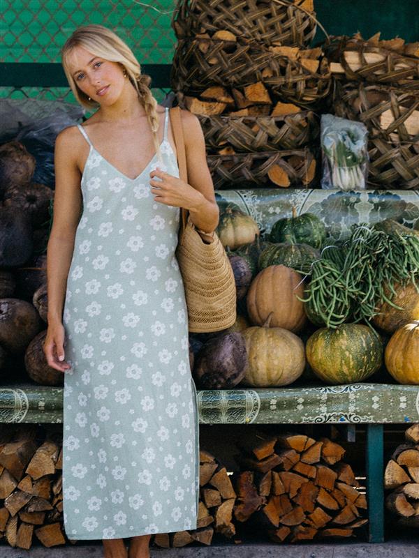 Roxy Blossom Slip Dress - Sage - Star Surf + Skate