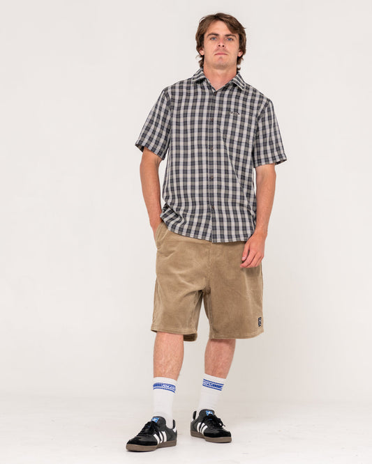 Rusty Datsun Check SS Shirt - Black