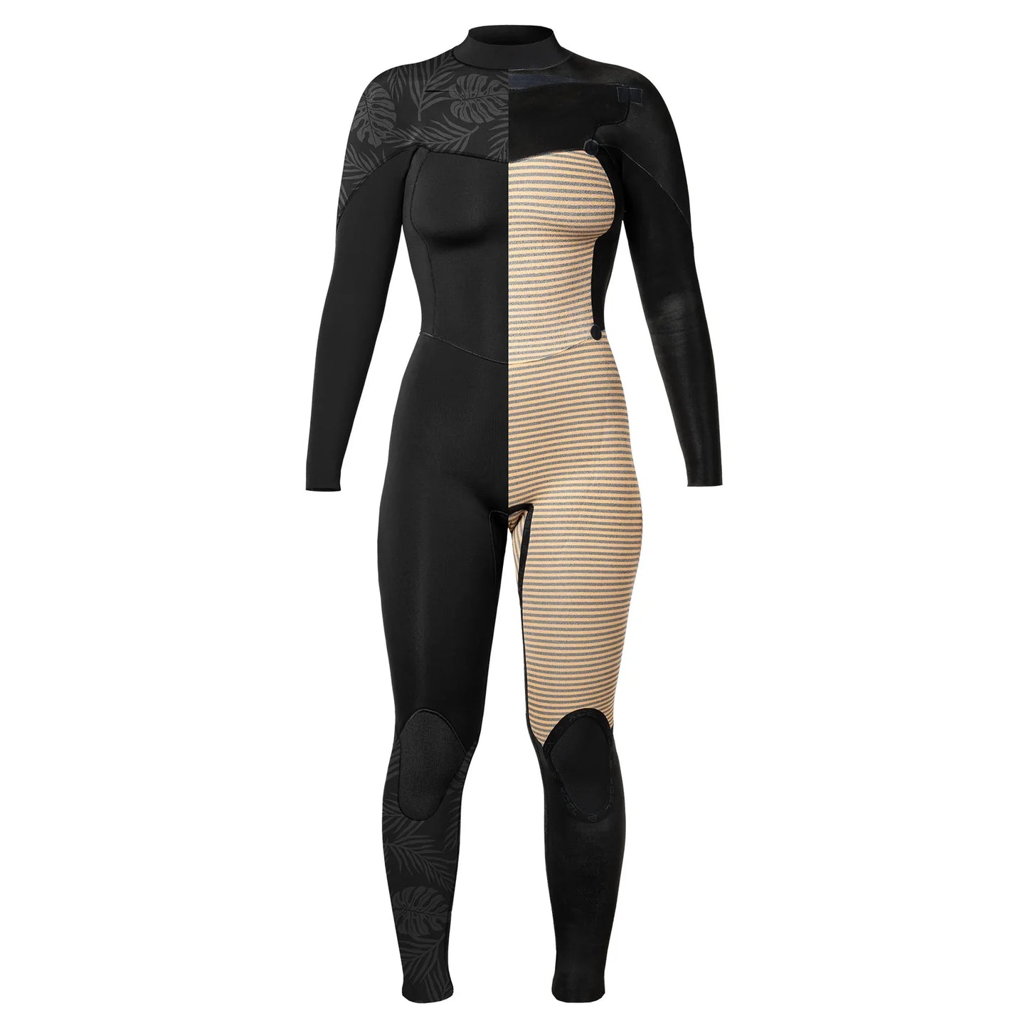 Xcel Womens Comp 3/2mm LS Steamer - Black/Black Palm-Monstera Print