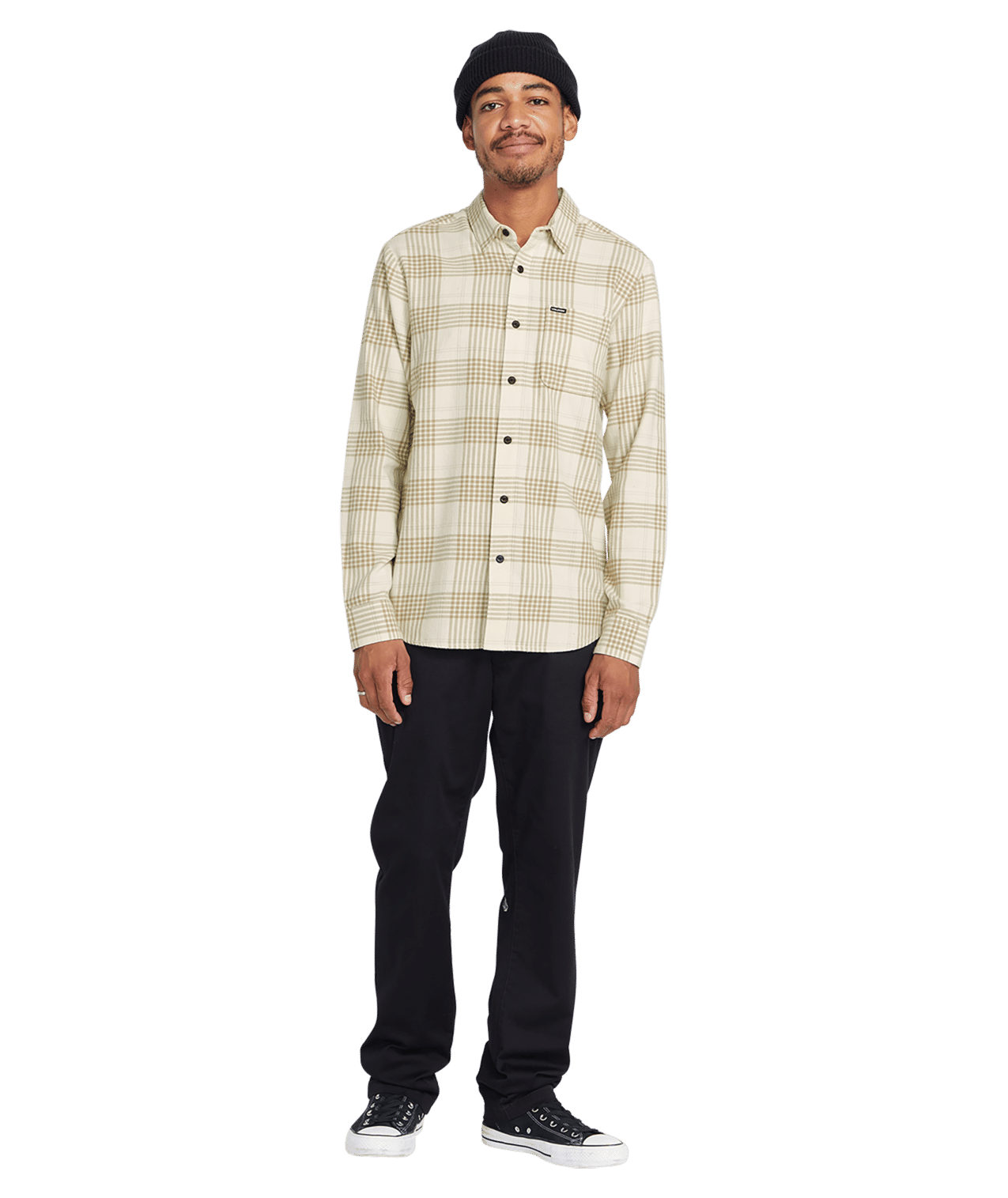 Volcom Caden Plaid LS Tee - Dirty White - Star Surf + Skate