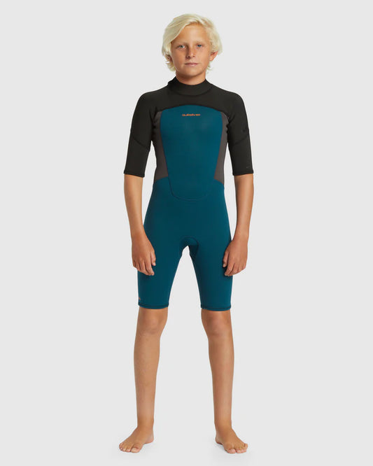Quiksilver 2/2mm Prologue Boys SS Springsuit BZ - Midnight Turquoise - Star Surf + Skate