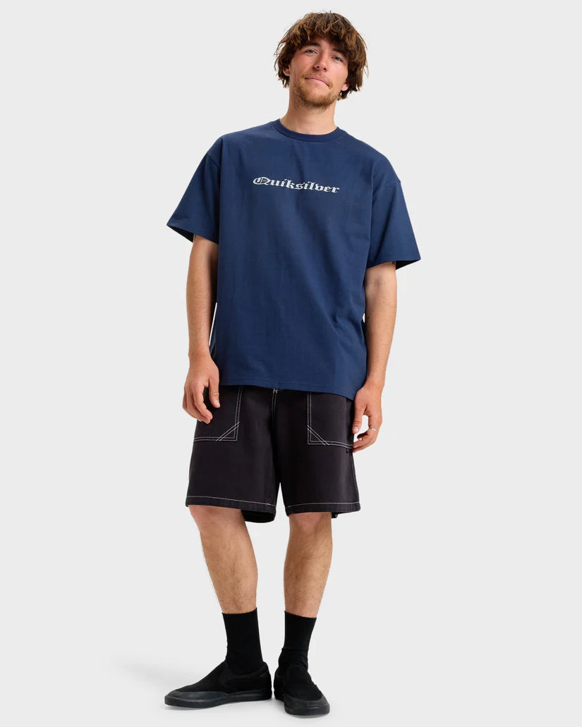 Quiksilver Mercury Chrome Old English SS Tee - Black Iris