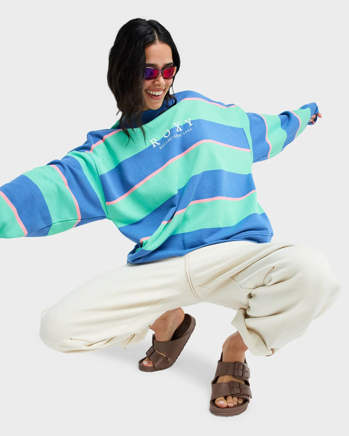 Roxy Strictly Stripes Oversized Crew - Katydid Stripy Soul - Star Surf + Skate