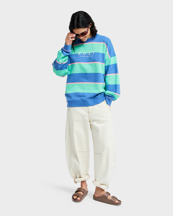 Roxy Strictly Stripes Oversized Crew - Katydid Stripy Soul - Star Surf + Skate