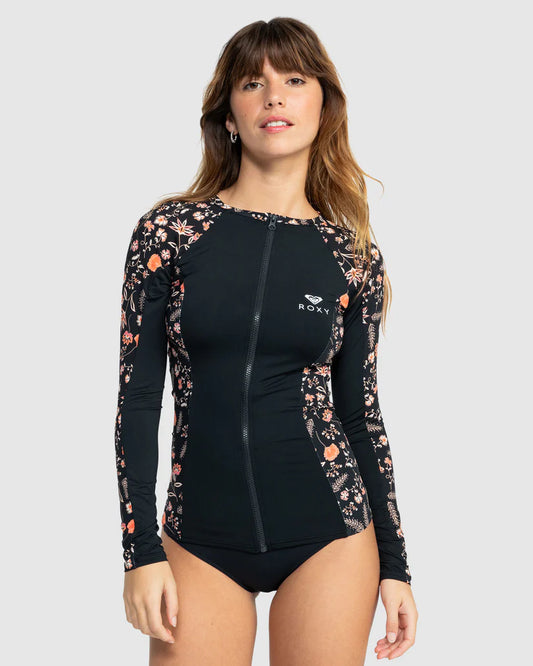 Roxy Kerala LS Zipped Lycra - Anthracite Kerala Border - Star Surf + Skate