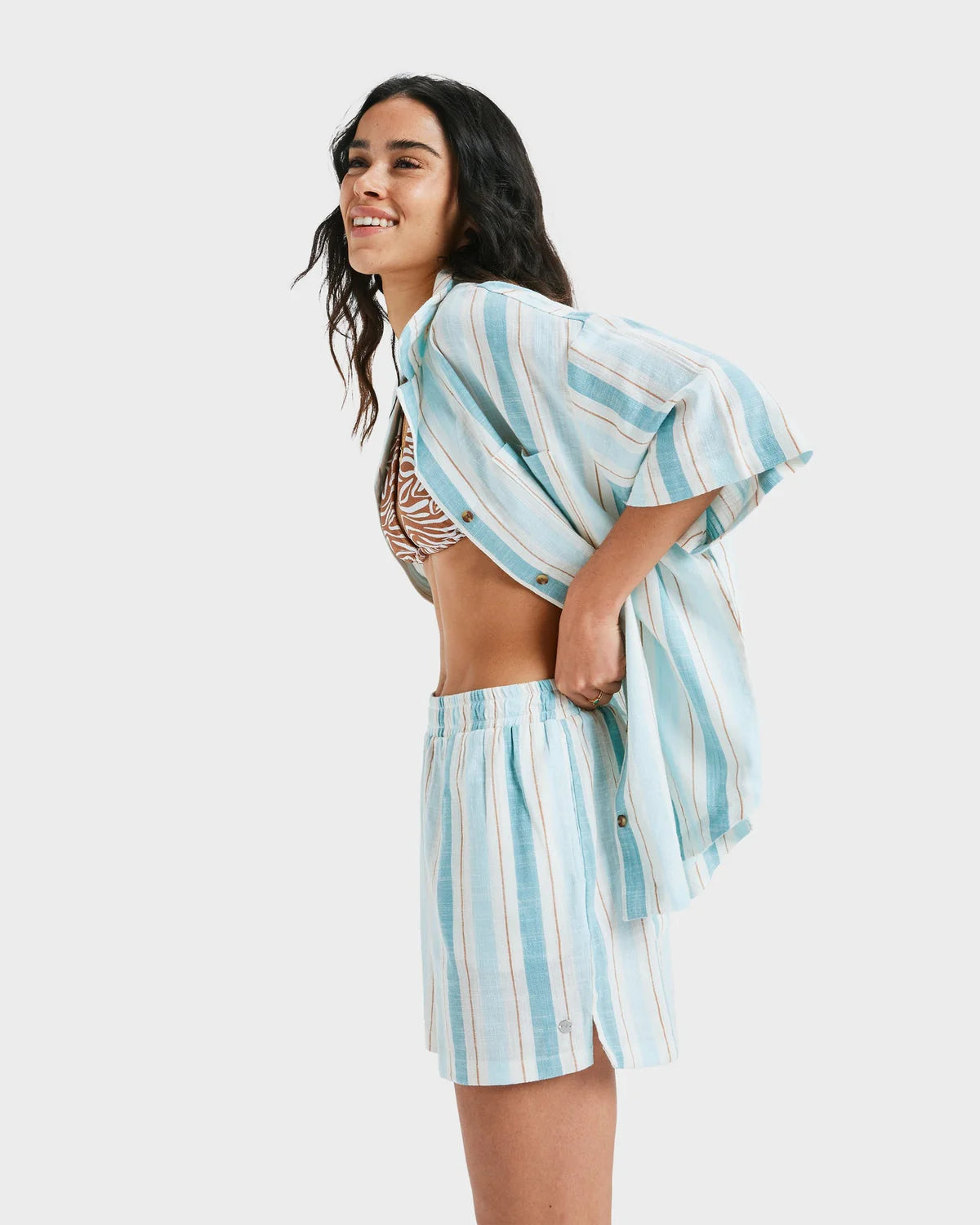 Roxy Bisous Shirt Stripe - Egret Carver Stripe