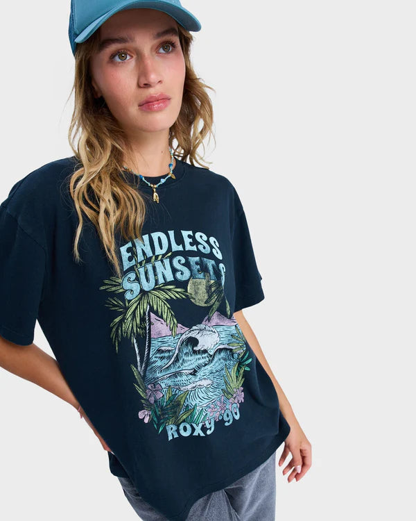 Roxy Sunny Oversize Stone Wash SS Tee - Anthracite