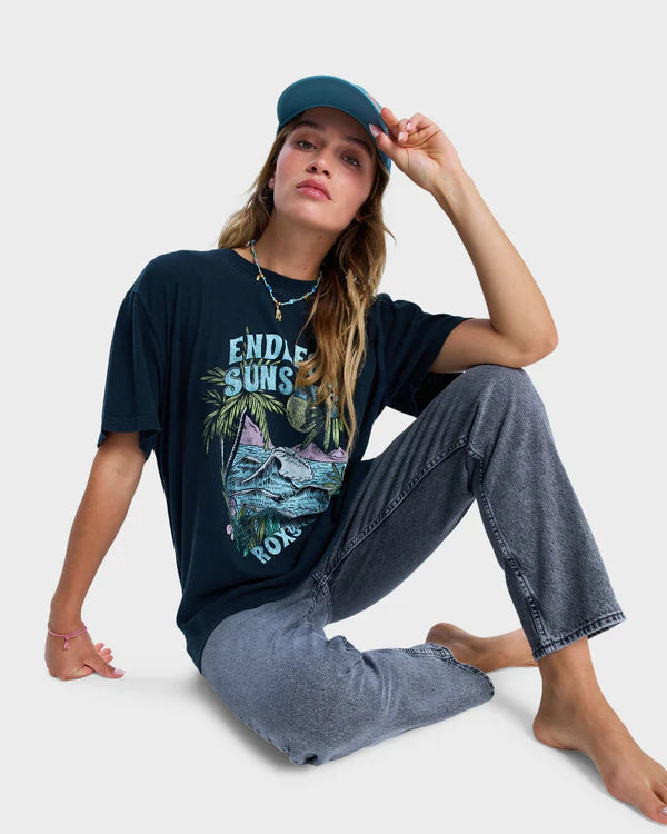 Roxy Sunny Oversize Stone Wash SS Tee - Anthracite