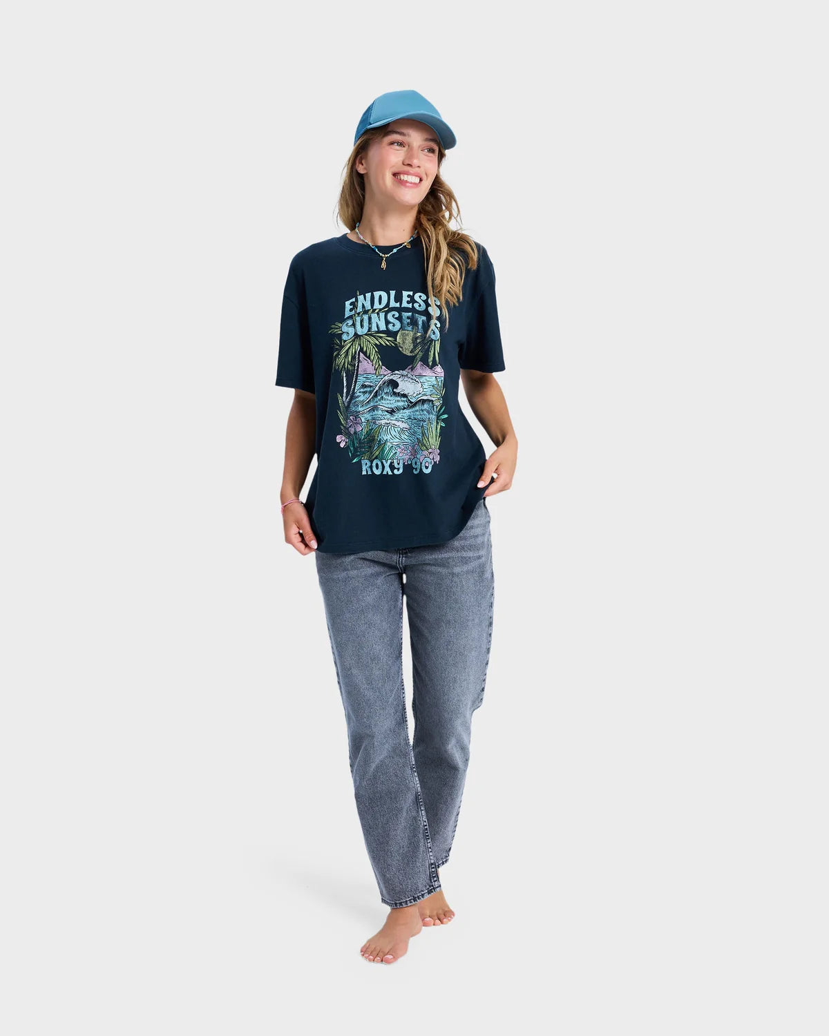 Roxy Sunny Oversize Stone Wash SS Tee - Anthracite