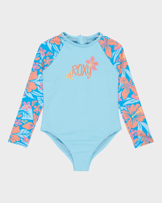 Roxy Toddler Hibiscus Hugs Onesie - Malibu Blue Hibiscus Hugs - Star Surf + Skate