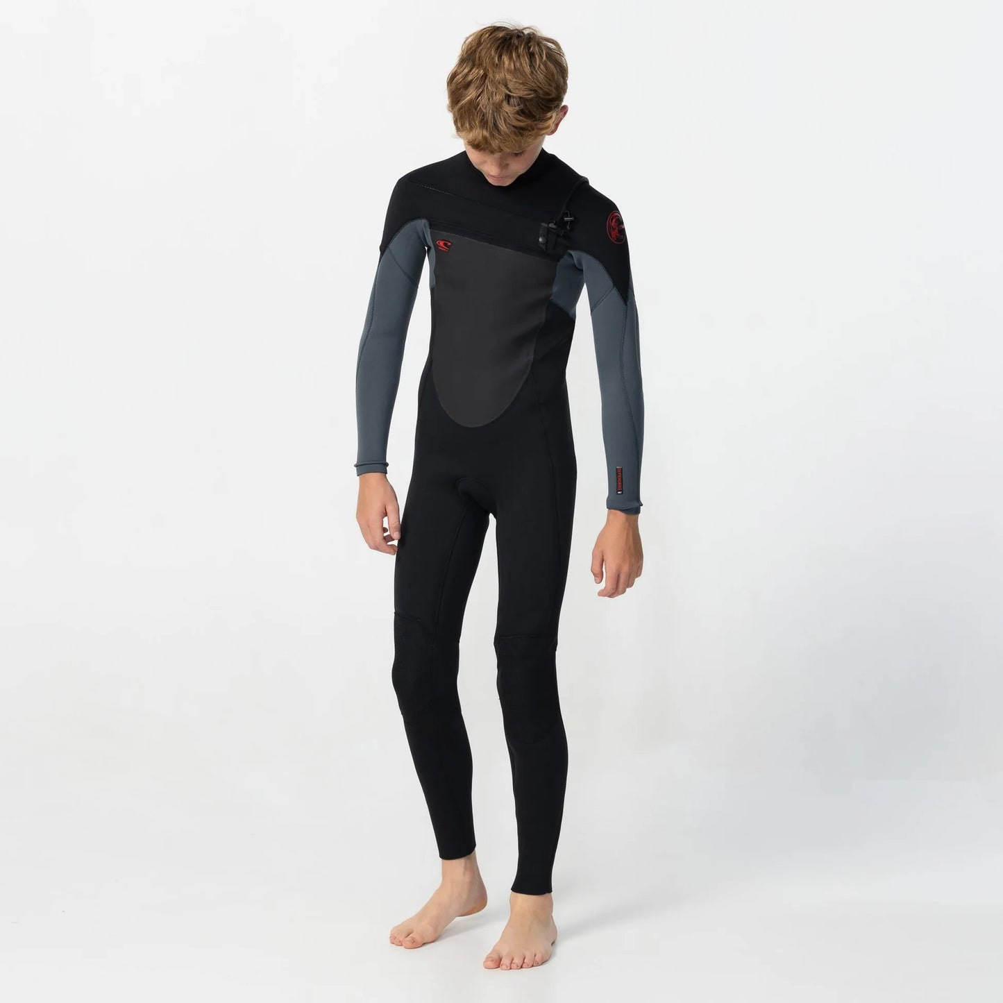 O'Neill Youth Defender Chest Zip Steamer 4/3mm - Black/Graphite