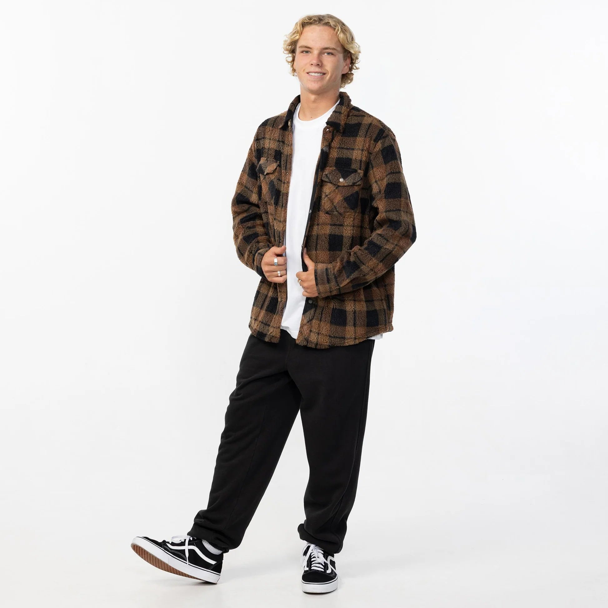 O'Neill Glacier Plaid High Pile Superfleece - Dark Khaki - Star Surf + Skate