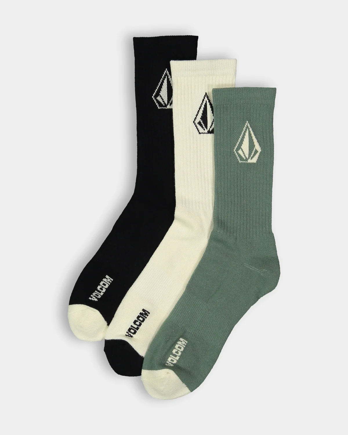 Volcom Full Stone Sock 3 Pack Youth - Army Green Combo