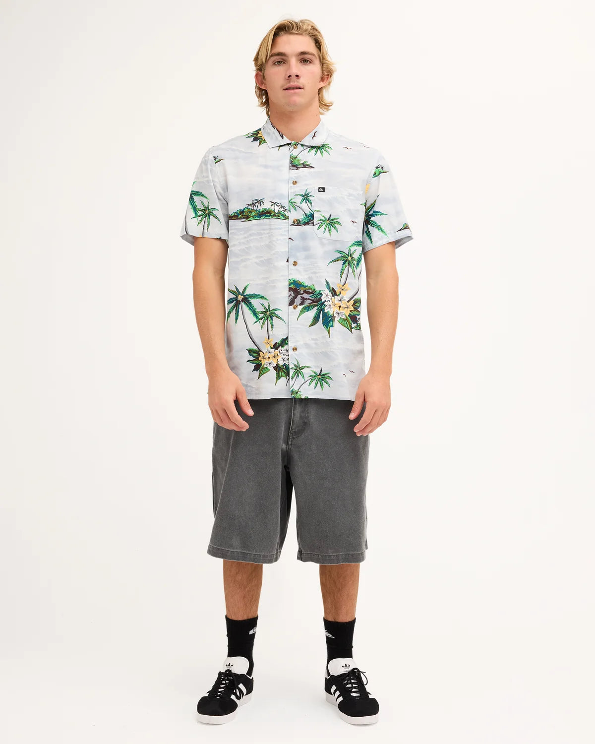 Quiksilver Beach Club Casual SS Shirt - Skyway Island Breeze