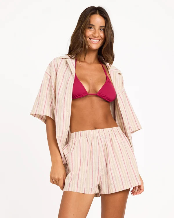 Roxy Carter Striped Short - Beet Red