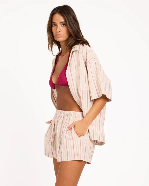 Roxy Carter Striped Short - Beet Red