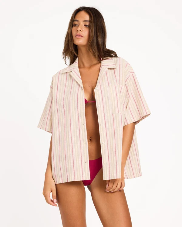 Roxy Carter Striped Shirt - Beet Red