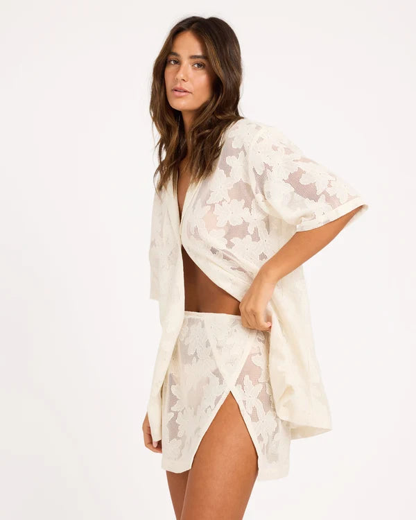 Roxy Adrift Mini Warp Skirt - Natural