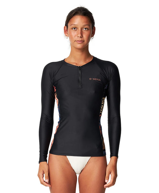 O'Neill Bahia 1/4 Zip LS Rash Vest - Vintage Aloha - Star Surf + Skate